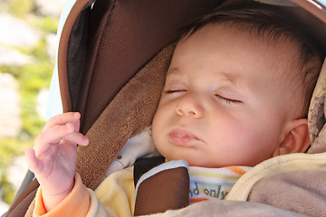 Image showing sweet baby sleeping on a blanket, newborn baby