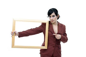 Image showing Portrait of a beautiful young woman with frame