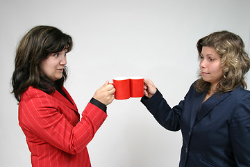 Image showing woman businessteam, business toast, business concept