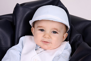 Image showing Portrait of a happy baby boy, studio photo