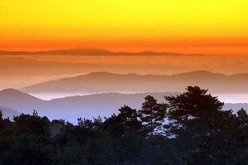 Image showing Beautiful sunrise, orange tones, nature photo