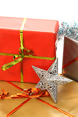 Image showing beautiful christmas gifts on white background