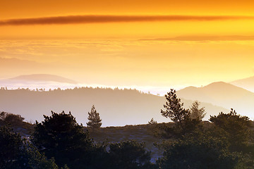 Image showing Beautiful sunrise, orange tones, nature photo