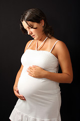 Image showing beautiful pregnant woman expecting a boy