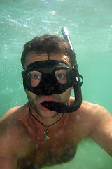 Image showing beautiful diver portrait, tourism & travel photo