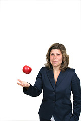 Image showing woman with beautiful red apple, healthy food