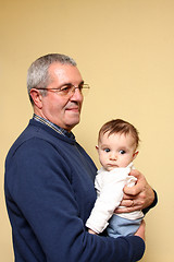 Image showing grandfather with baby grandson
