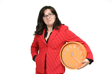 Image showing sexy businesswoman with clock, business photo