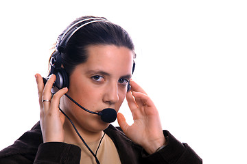 Image showing Young woman callcenter