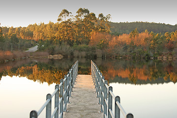 Image showing beautiful autumn landscape with river and reflex, Portugal