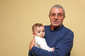 Image showing grandfather with baby grandson