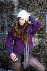 Image showing  beautiful woman in an autumn park 