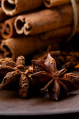 Image showing Star aniseed and cinnamon sticks