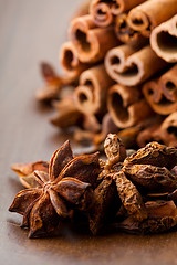 Image showing Star aniseed and cinnamon sticks