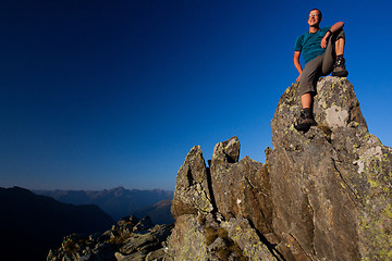 Image showing Mountain hiking