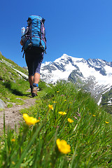 Image showing Backpacking in the mountains