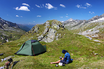 Image showing Camping in the mountains