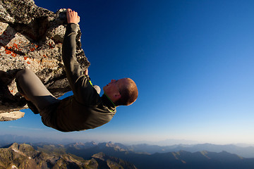 Image showing Dangerous climbing