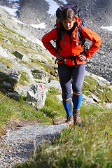 Image showing Mountain trekking