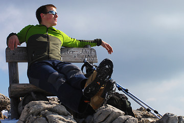 Image showing Young man hiker