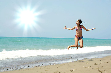 Image showing Beautiful girl on a beach