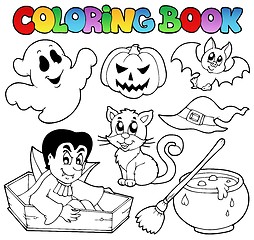 Image showing Coloring book Halloween cartoons 1