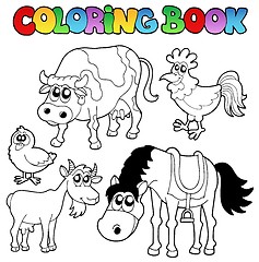 Image showing Coloring book with farm cartoons