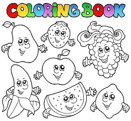 Image showing Coloring book with various fruits