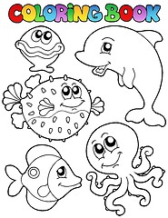 Image showing Coloring book with sea animals 1