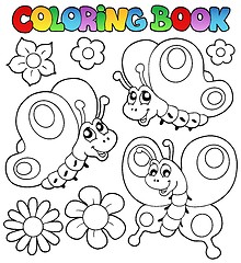 Image showing Coloring book three butterflies