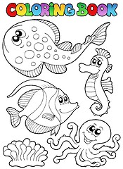 Image showing Coloring book with sea animals 3