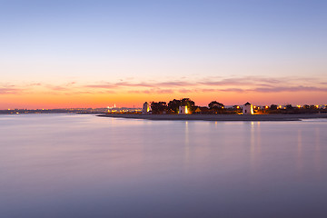 Image showing Sunset on the Tejo river.