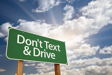 Image showing Don't text and Drive Green Road Sign