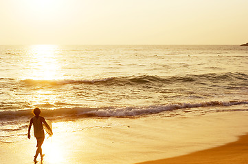 Image showing Surfer on the beach