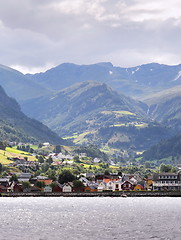 Image showing Village in Norvegian fjords