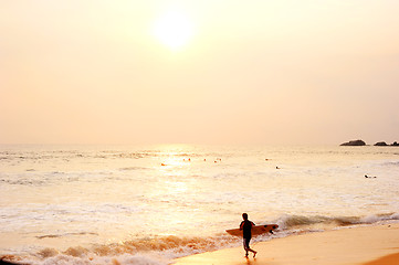 Image showing Surfer on the beach