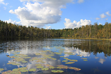 Image showing Blue Mirror Lake Reflections in Finland