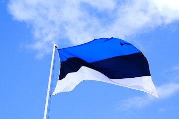 Image showing Flag of Estonia waves in sky