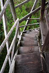 Image showing Wheathered wood stairs leading till the ground