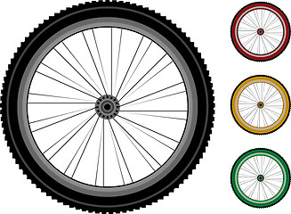 Image showing Bicycle wheels. set of the detailed wheels