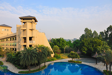 Image showing Hotel and swimming pool