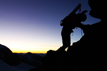 Image showing Adventurous mountain climbing