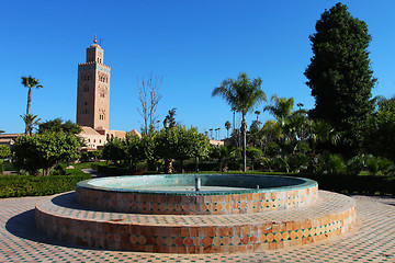 Image showing Koutoubia, main muslim mosque in Marrakech, Morocco