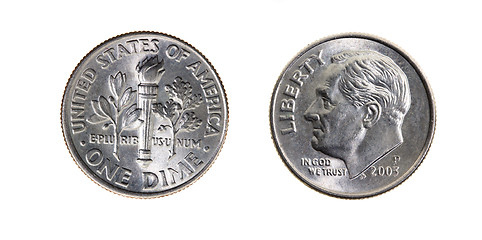 Image showing Ten American cents