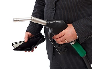 Image showing Gas nozzle and empty wallet