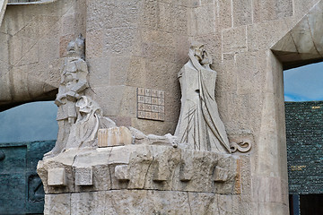 Image showing Detail facade Sagrada Familia Barcelona Spain