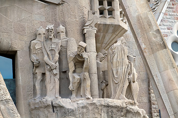 Image showing Detail facade Sagrada Familia Barcelona Spain