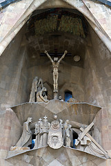 Image showing Detail facade Sagrada Familia Barcelona Spain