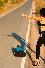 Image showing Sexy hitchhiker