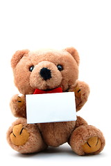 Image showing isolated teddy with blank sheet